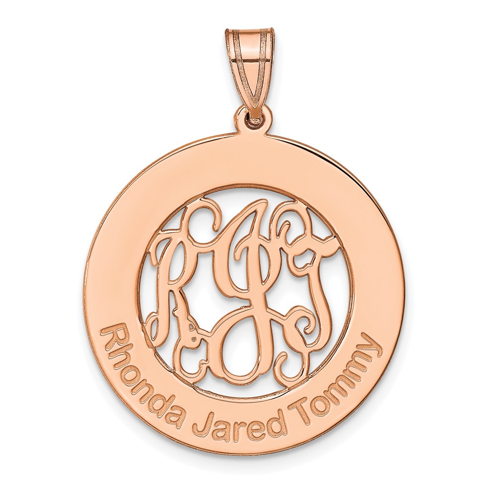 Sterling Silver/Rose-plated Polished Family Monogram Pendant