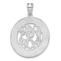Sterling Silver Rhodium-plated Round Family Monogram Pendant view 4