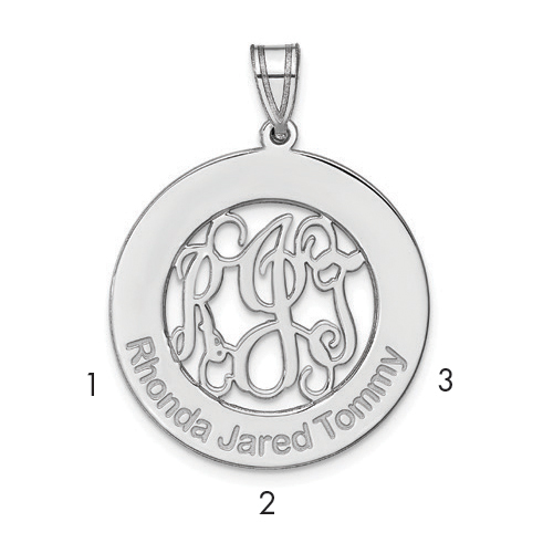 Sterling Silver/Rhodium-plated Round Family Monogram Pendant (XNA530SS)