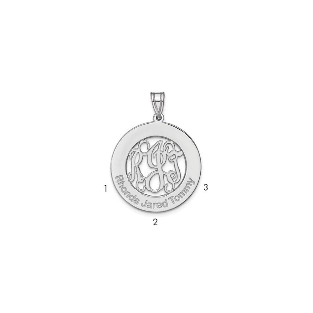 Sterling Silver Rhodium-plated Round Family Monogram Pendant