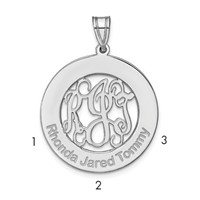 Sterling Silver Rhodium-plated Round Family Monogram Pendant view 1