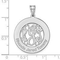Sterling Silver Rhodium-plated Round Family Monogram Pendant view 5