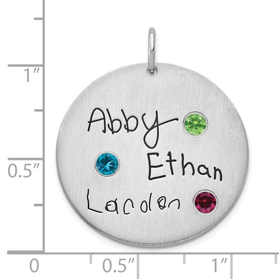 Sterling Silver /Rhodium-plated Signature with Birthstones Pendant