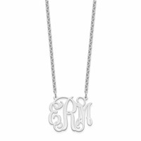 Sterling Silver Rhodium-plated Medium Monogram Necklace view 2
