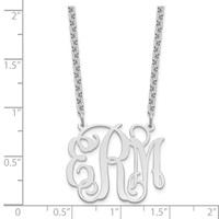 Sterling Silver Rhodium-plated Medium Monogram Necklace view 3