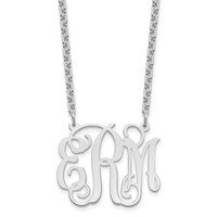 Sterling Silver Rhodium-plated Medium Monogram Necklace view 1
