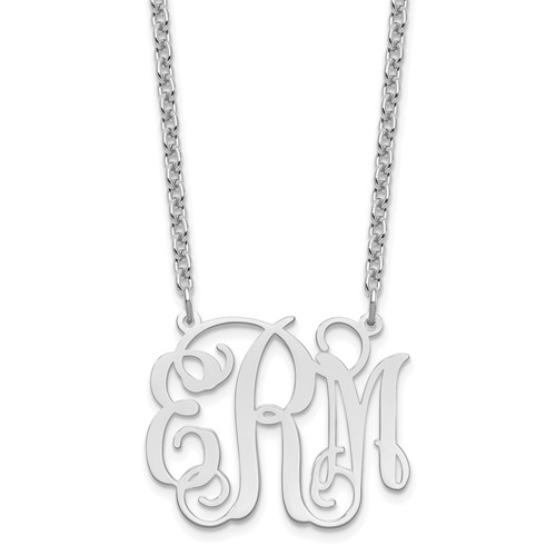Sterling Silver Rhodium-plated Medium Monogram Necklace