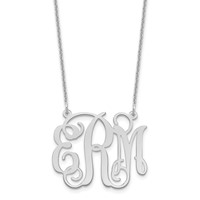10K White Gold Medium Monogram Necklace view 1