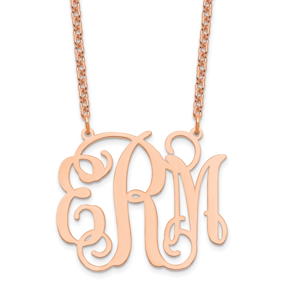 Sterling Silver/Rose-plated Polished Monogram Necklace
