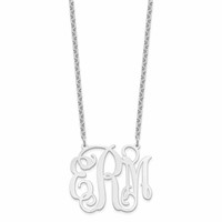 Sterling Silver Rhodium-plated Large Monogram Necklace view 2