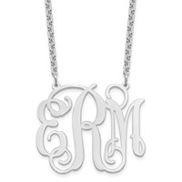 Sterling Silver Rhodium-plated Large Monogram Necklace view 1