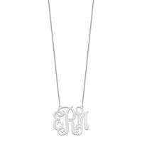 14K White Gold Large Monogram Necklace view 2