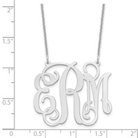 14K White Gold Large Monogram Necklace view 3