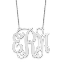 14K White Gold Large Monogram Necklace view 1