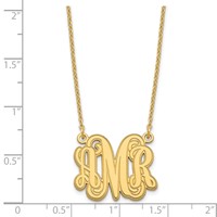 Sterling Silver Gold-plated Etched Monogram Necklace view 3