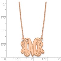 Sterling Silver Rose-plated Etched Monogram Necklace view 3