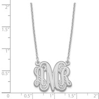 Sterling Silver Rhodium-plated Etched Monogram Necklace view 3