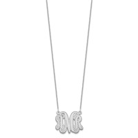 14K White Gold Etched Monogram Necklace view 2