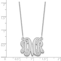 10K White Gold Etched Monogram Necklace view 2