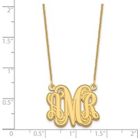14K Yellow Gold Etched Monogram Necklace view 3