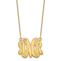14K Yellow Gold Etched Monogram Necklace view 1