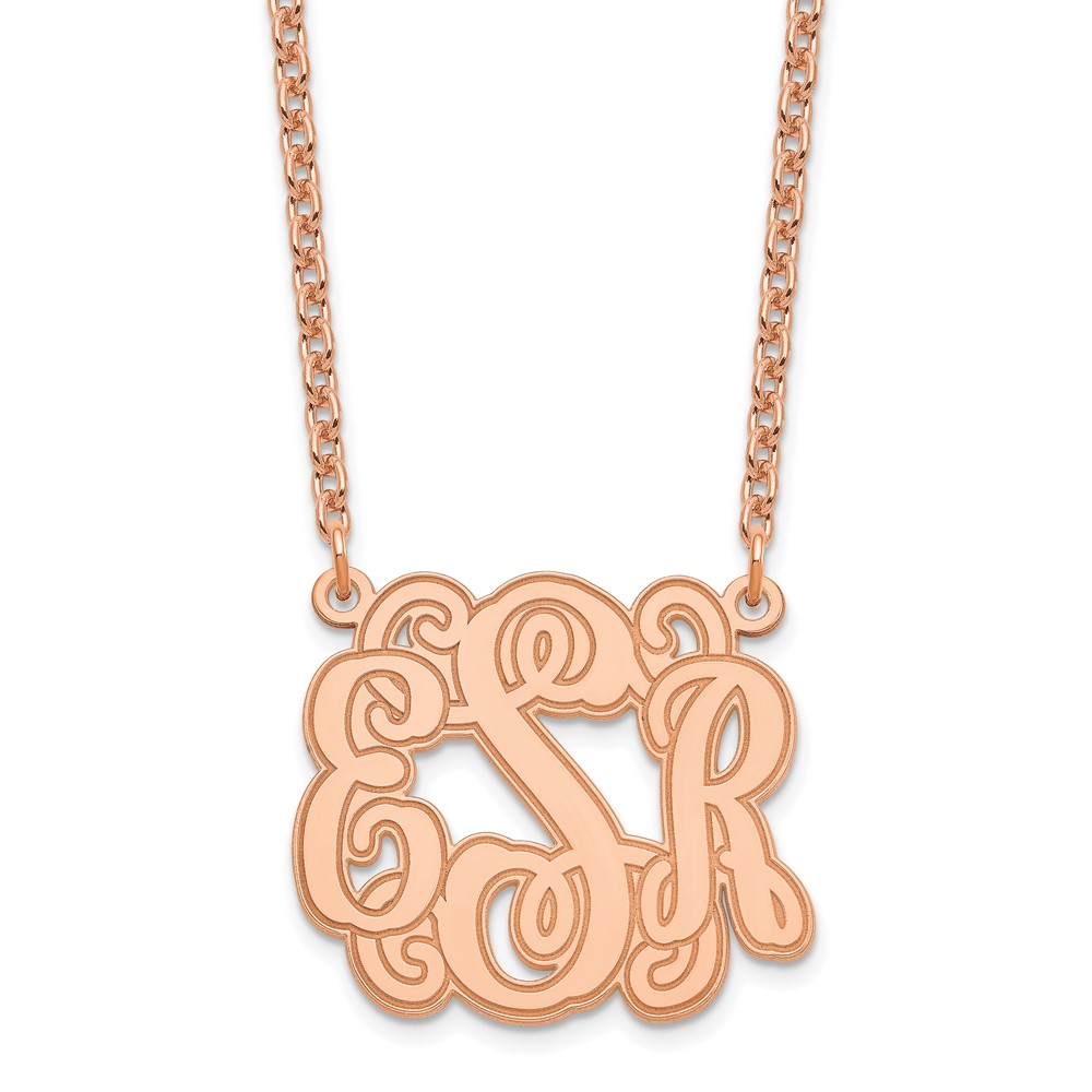 SS/Rose-plated Small Polished Etched Outline Monogram Necklace