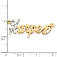 14K Yellow Gold and Rhodium 3D Diamond Name Plate view 2