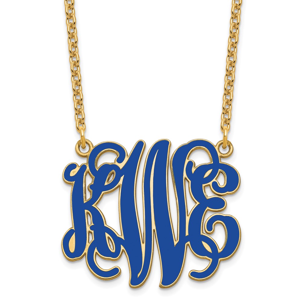 Sterling Silver/Gold-plated Large Epoxied Monogram Necklace
