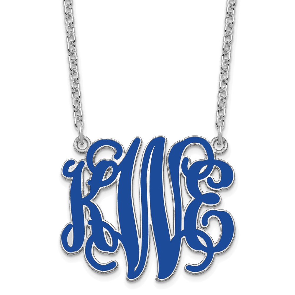 Sterling Silver/Rhodium-plated Large Epoxied Monogram Necklace