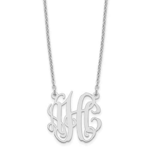 Sterling Silver Rhodium-plated Small Monogram Necklace