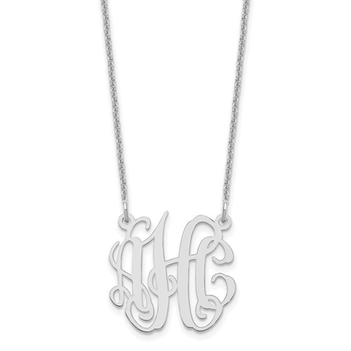 10K White Gold Small Monogram Necklace