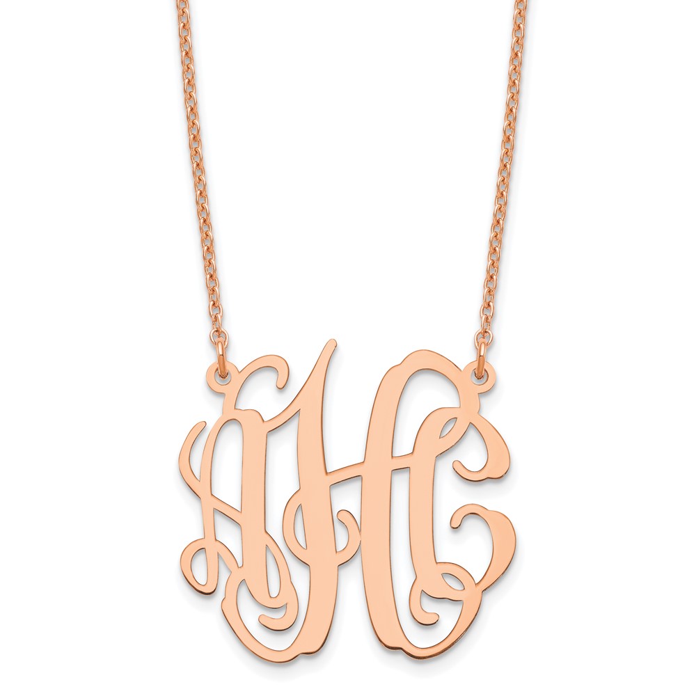 Sterling Silver/Rose-plated Small Polished Monogram Necklace