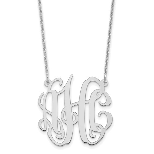 14K White Gold Small Monogram Necklace