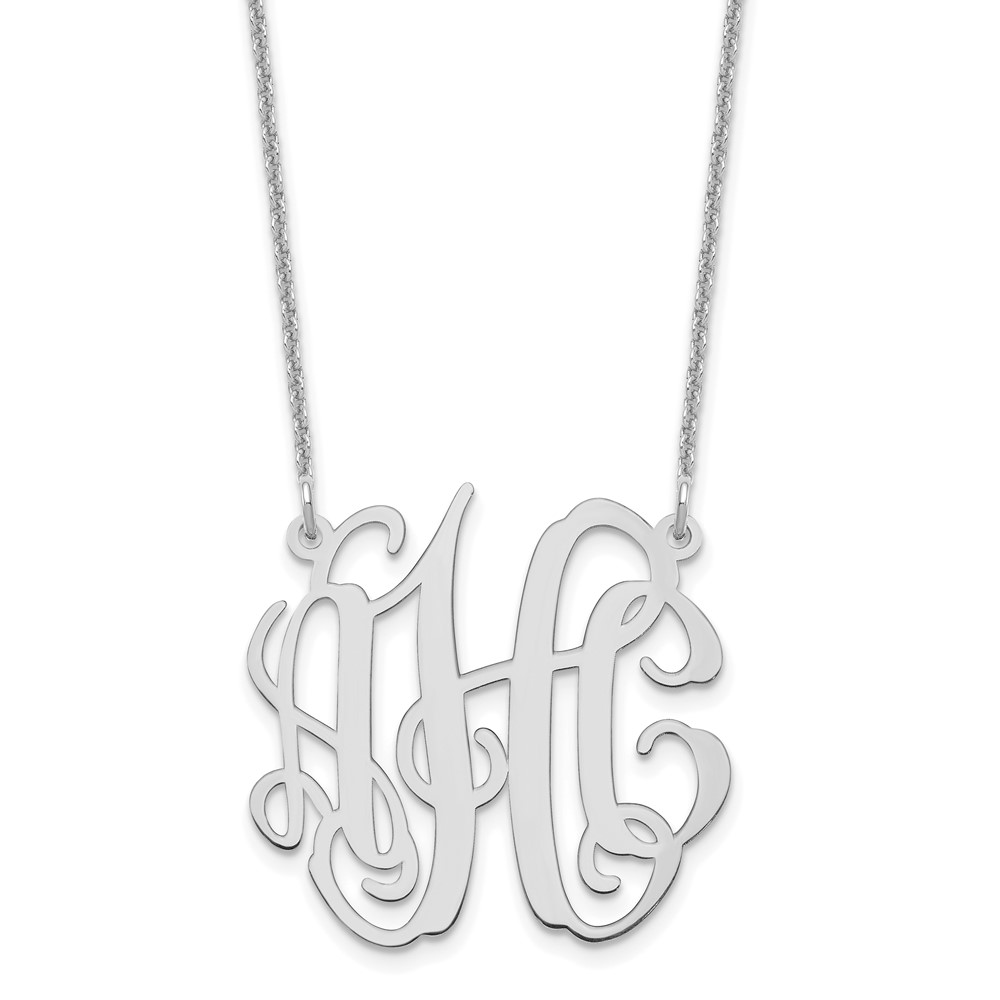 Sterling Silver/Rhodium-plated Small Polished Monogram Necklace