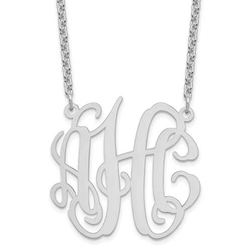 Sterling Silver Rhodium-plated Medium Monogram Necklace