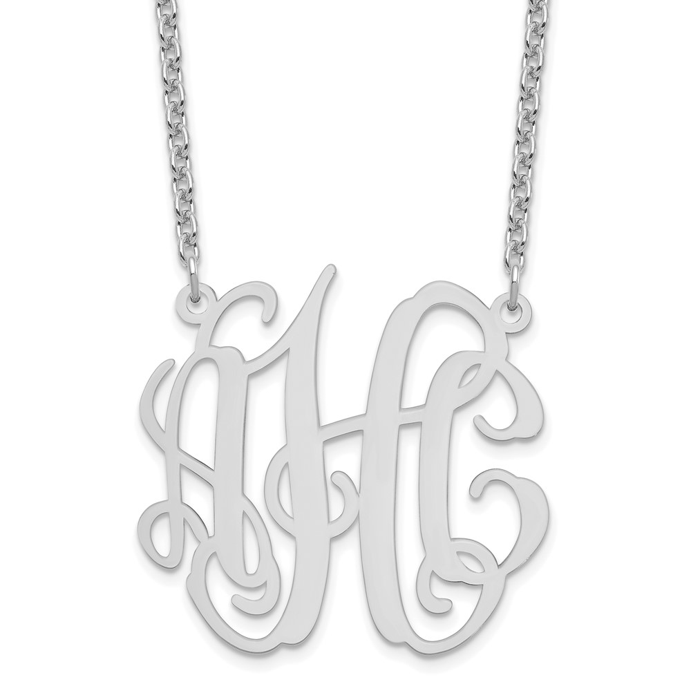 Sterling Silver/Rhodium-plated Medium Polished Monogram Necklace
