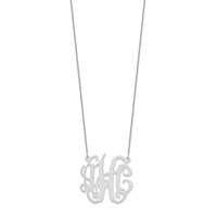 14K White Gold Medium Monogram Necklace view 2