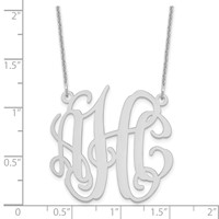 10K White Gold Medium Monogram Necklace view 2