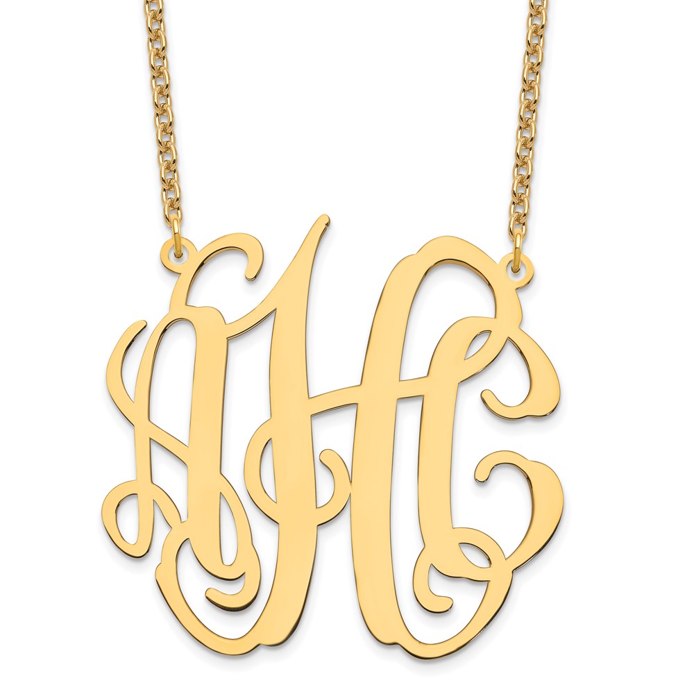 Sterling Silver/Gold-plated Large Polished Monogram Name Plate
