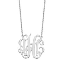 Sterling Silver Rhodium-plated Large Monogram Necklace view 2