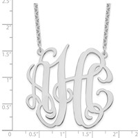 Sterling Silver Rhodium-plated Large Monogram Necklace view 3
