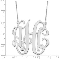 10K White Gold Large Monogram Necklace view 2