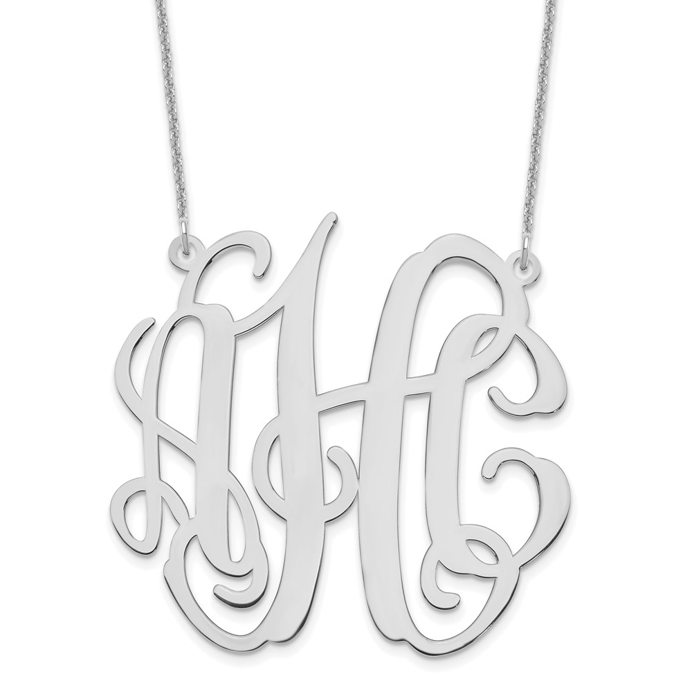 10K White Gold Large Monogram Necklace