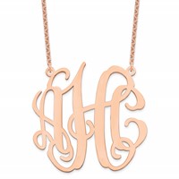 Sterling Silver Rose-plated Large Monogram Necklace view 1