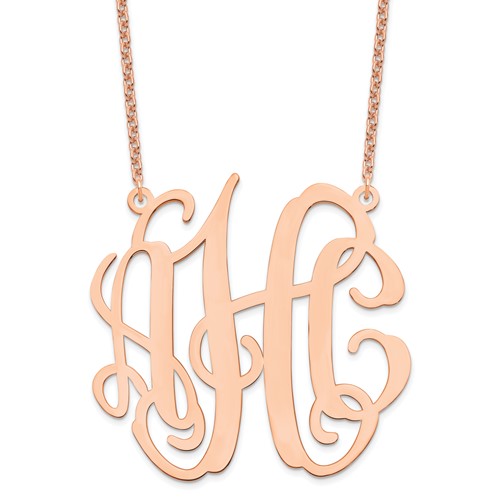 Sterling Silver Rose-plated Large Monogram Necklace
