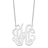 Sterling Silver Rhodium-plated Large Monogram Necklace view 2
