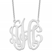 Sterling Silver Rhodium-plated Large Monogram Necklace view 1