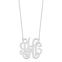 14K White Gold Large Monogram Necklace view 2