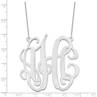 14K White Gold Large Monogram Necklace view 3