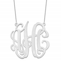 14K White Gold Large Monogram Necklace view 1